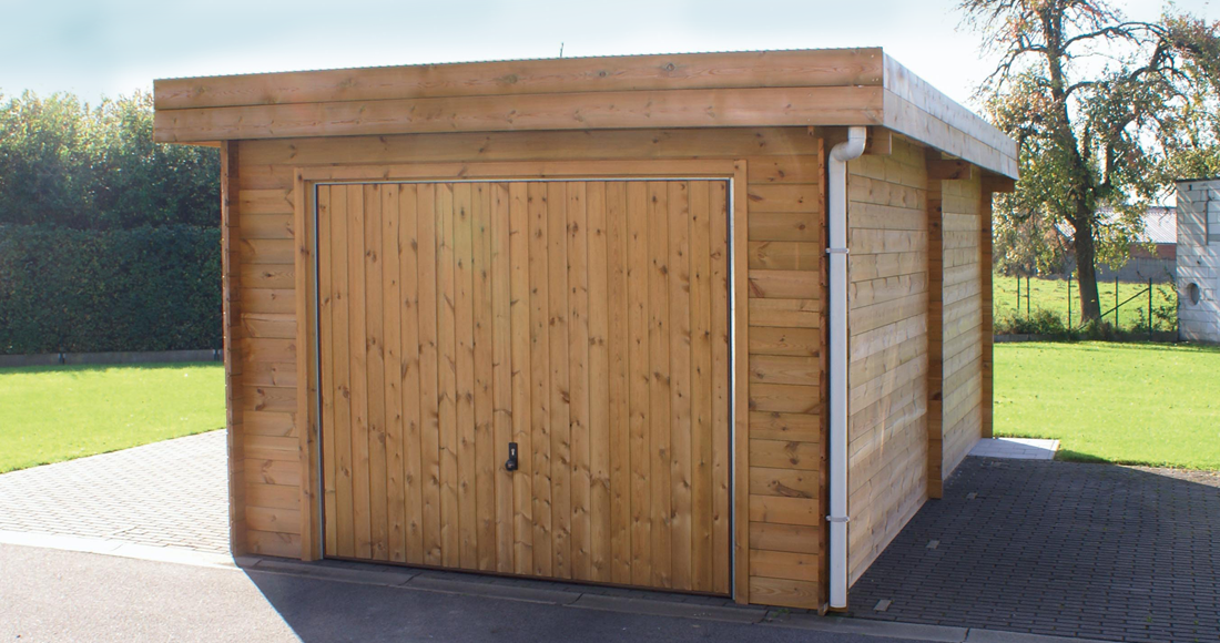 Garage en bois 1 véhicule avec porte